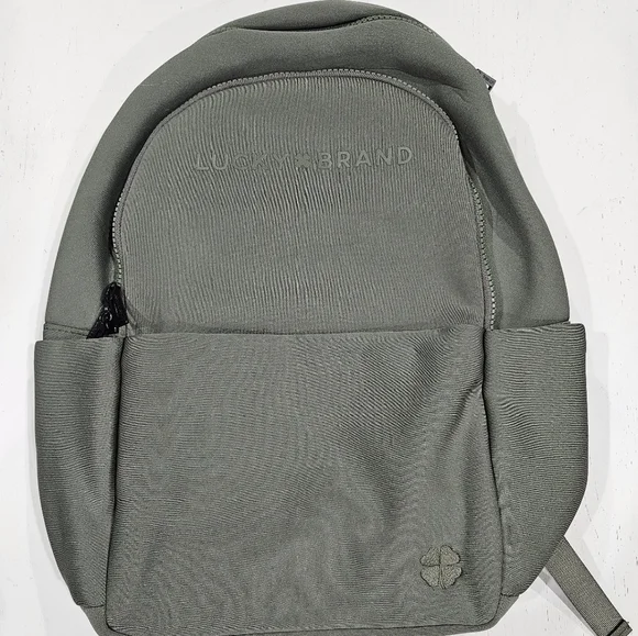 Lucky Brand Sage Green/ Army Neoprene Large Laptop Backpack Travel Bag NEW - Picture 1 of 7